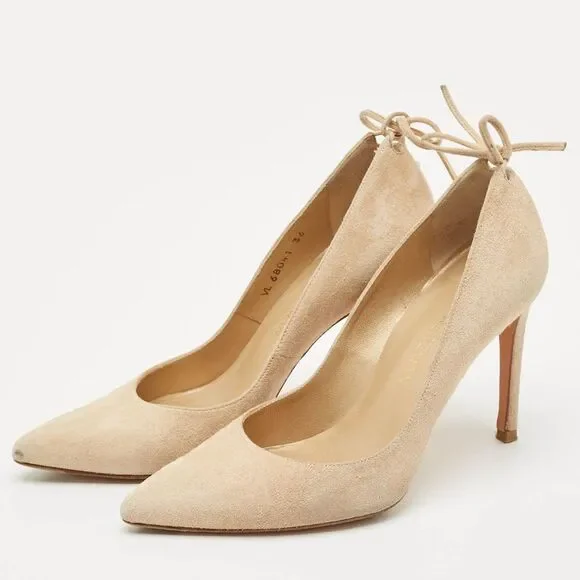 Stuart Weitzman Beige Suede Pointed Toe Pumps Size 36 - Picture 2 of 7